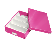 Střední organizační krabice Leitz Click & Store Metalická růžová