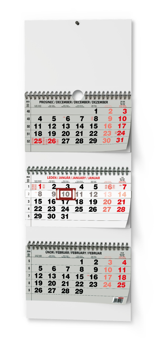 Kalendář nástěnný BNC5 Tříměsíční skládaný 2024