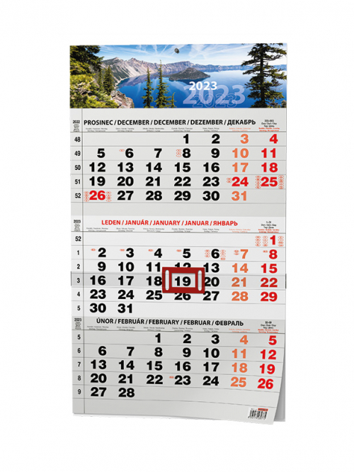 Kalendář nástěnný BNC7 Tříměsíční černý 2023 PŘÍRODA